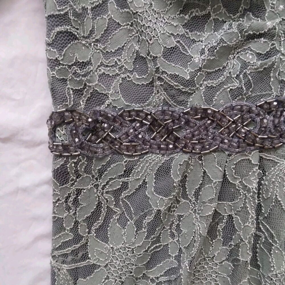 One by Eight Dress Gown Green Lace Overlay Regencycore Bridgerton Womens Size 6 - Picture 4 of 16